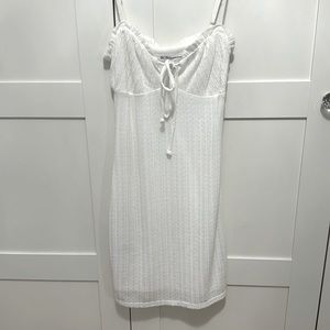 Bcbg white eyelet tie front mini dress